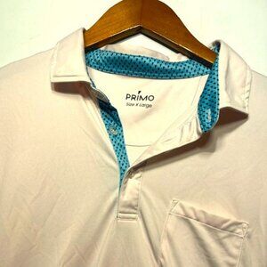 Mens Large Primo Polo Shirt Collar Light Pink Golf Performance Sz XL